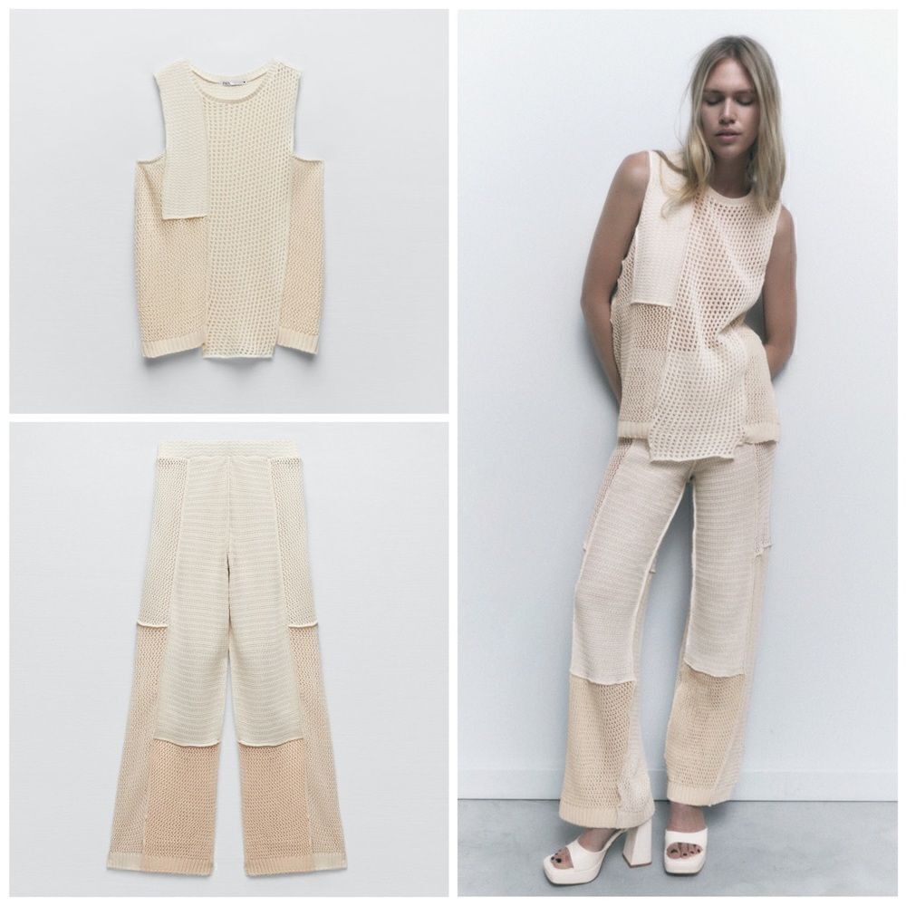 Zara Co-Ord Patchwork Set Top Pants New